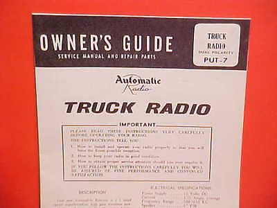 #ad 1961 1962 1963 1964 AUTOMATIC TRUCK AM RADIO OWNERS MANUAL PUT 7 CHEVROLET FORD $13.99