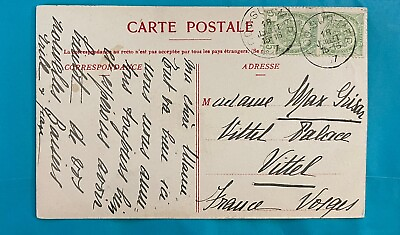 #ad Antique Belgium 1887 Postcard To Vittel France Stamps Cancels $15.99