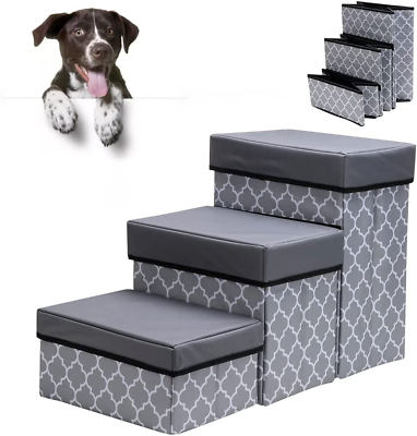 EXPAWLORER Dog Stairs for Small Dogs Pet Storage Stepper Foldable 3 Tier $49.99