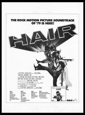 #ad 1979 Hair Rock Musical Print ad mini poster VTG Man Cave music room décor $9.85