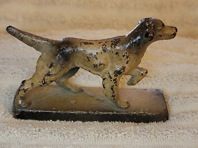 #ad ANTIQUE CAST IRON POINTER ENGLISH SETTER HUNTING DOG DOORSTOP BOOKEND $90.00