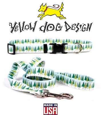 #ad Yellow Dog Design CHRISTMAS Puppy Dog Collar or Leash Winter Trees XS S M L $15.95