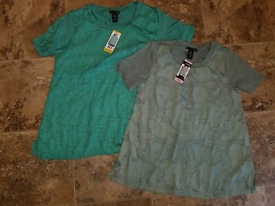 #ad Nwt Womens RXB Layered Shirt Blouse Sage Pool Green Short Sleeved S M L XL $11.16