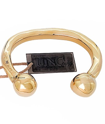 #ad NEW 100% UNO de 50 Brand Gold Zen Balls Open Cuff Bracelet Bangle M L PUL0467ORO $212.50