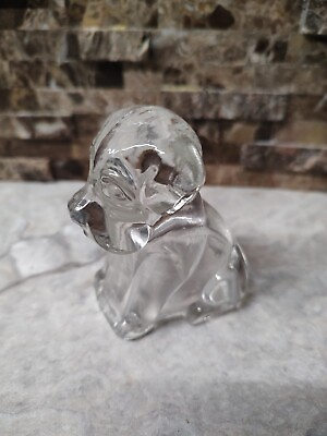 #ad Vintage 1940s Federal Glass Mopey Dog Pooch Candy Container Clear Glass Figurine $4.99