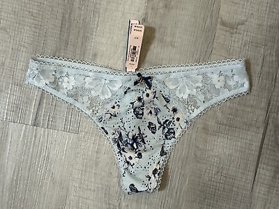 #ad NWT Victoria’s Secret Body By Victoria Lace Trim Thong Panty S Small Butterfly $21.99
