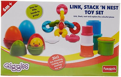 #ad Funskool Giggles Link Stack and Nest Toy Set Multi color Free shipping world $32.77