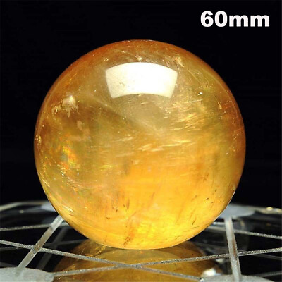 #ad Natural Citrine Calcite Quartz Crystal Sphere Ball Healing Gemstone $17.09