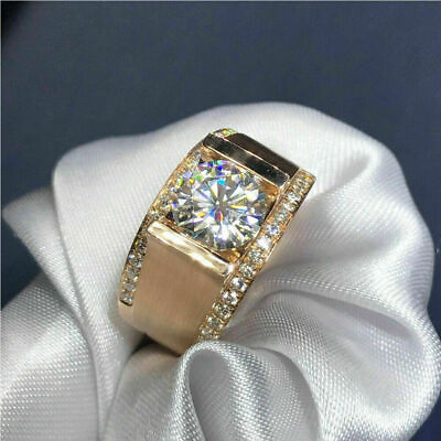 #ad 2.00Ct Round Cut Diamond Yellow Silver Engagement Ring VVS1 D Lab Created New GBP 99.00