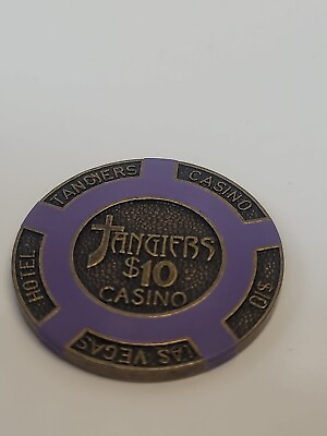 #ad TANGIERS Casino Las Vegas Nevada $10 BRASS Poker Chip No Monetary Value $4.00