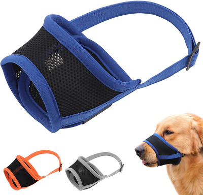 #ad MUZZLE MESH Dog Pet adjustable strap anti bite bark chew Safety soft breathable $6.85