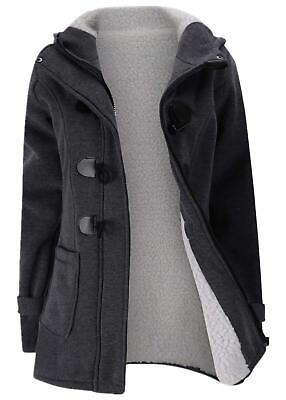 #ad Jiangwu JiangWu Womens Fashion Horn Button Fleece Thicken Hood Jacket XXL $11.99