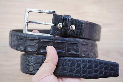 #ad W 1.5 inch Black Genuine Alligator Crocodile Hornback Leather Skin Men#x27;s Belt $64.60