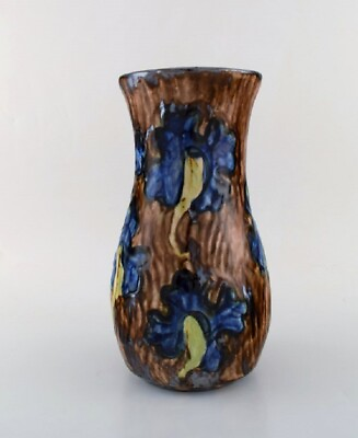 #ad Roskilde Lervarefabrik Denmark. Large Art Nouveau vase in glazed ceramics. $420.00