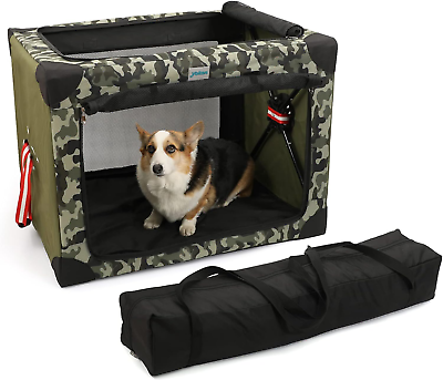 #ad 4 Door Portable Folding Dog Soft Crate Quick Portable with Mesh MatStrong Stee $158.76