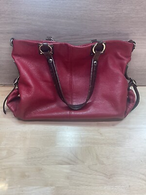 #ad Valentina Italia Genuine Leather Handbag Purse Made in Italy. Red brown Satchel. $39.99