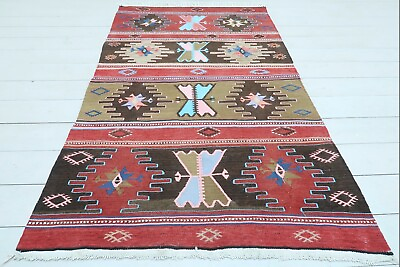 #ad Vintage Turkish Small Rug Small Kilim Carpet Bedroom Rug Teppich Tapis 36X62quot; $92.65
