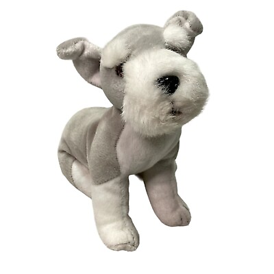 #ad TERRIER DOG PUPPY STUFFED ANIMAL PLUSH KELLYTOY GRAY WHITE REALISTIC 6quot; X 8quot; $16.64