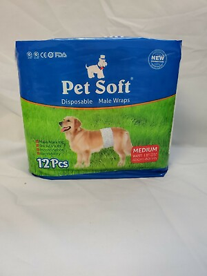 #ad Dog Wraps Doggie Diapers Pet Soft 12pk. Disposable Male Medium New lot#1653 60 $5.99