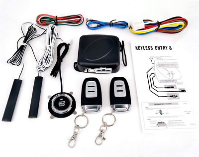 #ad Sistema De Alarma Para Carro Auto Vehiculos Con Encendido y 2 Control Remoto Kit $58.99