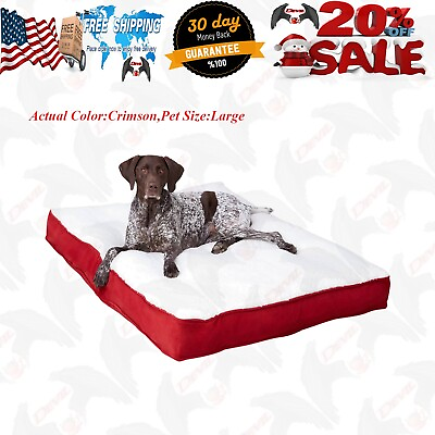 #ad Daisyamp;Deluxe Crimson Sherpa Supportive Dog Bed Large $46.95