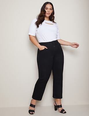 #ad Plus Size Womens Jeans Black Bootleg Denim Cotton Pants AUTOGRAPH $19.25
