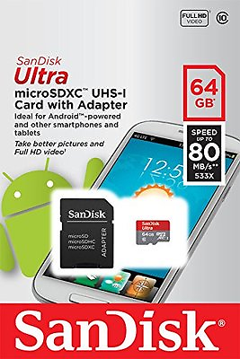 #ad SanDisk Ultra 64GB microSD micro SD XC 64G Class 10 fit Samsung Galaxy S4 S5 S9 $10.50
