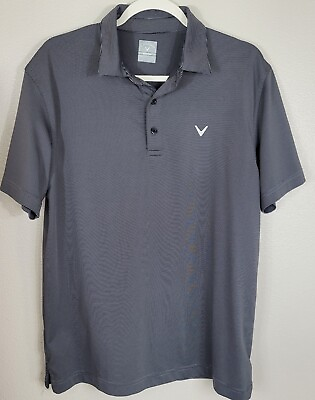 #ad Callaway Shirt Mens Medium Opti Dri Grey Golf Polo Swing Tech Logo NEW $24.00