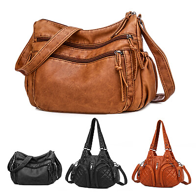#ad Women Vintage Handbag Tote Hobo Bag Soft PU Leather Crossbady Shoulder Bag Purse $15.89