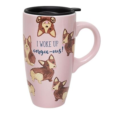CORGI Dog Pink Sheffield Home Coffee Mug “I Woke Up Corgie ous” Travel Cup Lid $20.25
