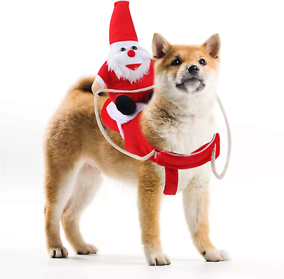 #ad Clearance Christmas Dog Costume Funny Dog Christmas Santa Claus Costume Riding $19.01