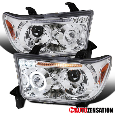 #ad LED Halo Fit Toyota 2007 2013 Tundra 08 14 Sequoia Projector Headlights Lamps $134.99