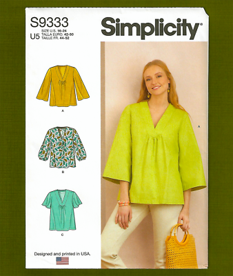 #ad V Neck Pullover Tops Sewing Pattern Very Loose Fit Sizes 16 24 Simplicity 9333 $11.85