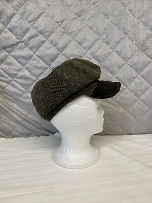 #ad Wigens Hat Wool Cap No Size Suede Handcrafted In Sweden Brown Green Vintage $19.50