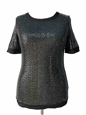 #ad EX Ruth Langsford Tunic Top Sparkle Sequin Stretch Ladies Womens Black Small S GBP 14.99