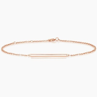 #ad 10K Rose Gold Simple Bar Wedding Chain Bracelet For Women#x27;s $550.00