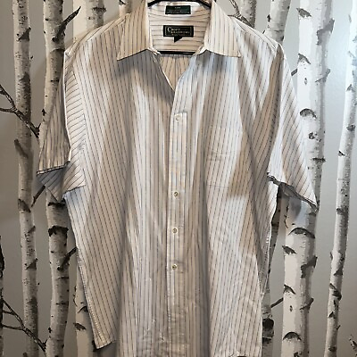 #ad Croft amp; Barrow Men’s Shirt Button Down Short Sleeve Blue Stripes Size 17 1 2 $9.00