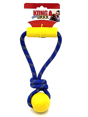 #ad KONG Jaxx Brights Ball with Rope and Handle MEDIUM Yellow Tug amp; Fetch Dog Toy $13.89
