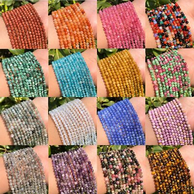 2 3 4mm Natural Small Faceted Gemstone Round Beads For DIY Jewelry Making 15#x27;#x27; $4.99