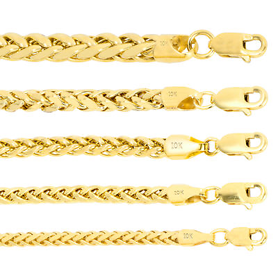 #ad 10K Yellow Gold 2.5mm 5mm Wheat Palm Franco Spiga Chain Necklace 16quot; 30quot; Hollow $263.99