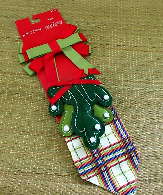 #ad Christmas Pet Costume 3Pc Set Dog Cat Sz XS S Collar Slide Bandana Bow Mistletoe $7.95