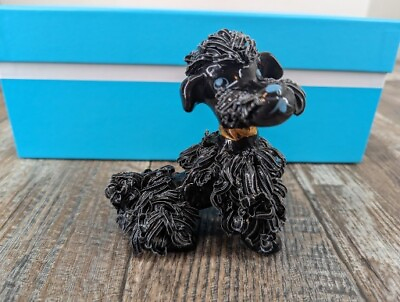 #ad Spaghetti Poodle Figurine Vintage Black With Blue Eyes amp; Nose. Very Nice $19.49