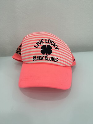 #ad Live Lucky Black Clover Mesh Snapback Hat Pink Straps Golf Hat Four Leaf Clover $19.99