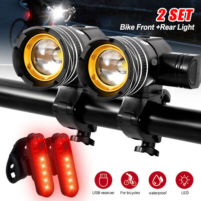 #ad Rechargeable LED Mountain Bike Lights 20000LM Bicycle Torch Front amp;Rear Lamp Set $19.99