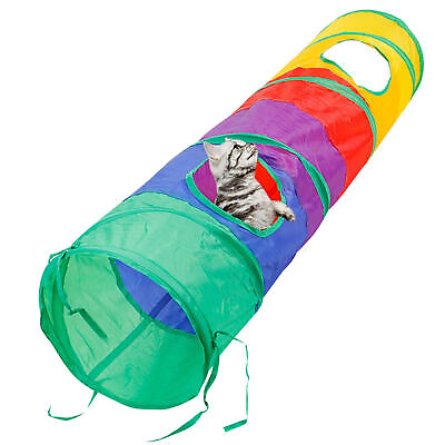 #ad Rainbow Cat Tunnel Collapsible Pet Toys Play Tunnels for Cats Playing Toy $16.89