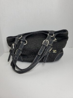 #ad The Sak Black Knit Shoulder Double Strap Purse 13x9 Silver Buckle Lined Hand Bag $13.99