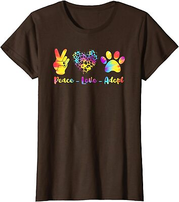 #ad Tie Dye Peace Love Adopt Dog Foster Mom Mothers Day C Ladies#x27; Crewneck T Shirt $21.99