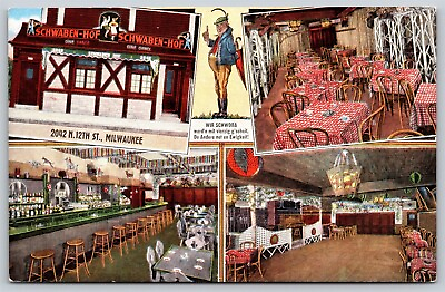 #ad Postcard Schwaben Hof Restaurant Milwaukee Wisconsin B78 $5.97