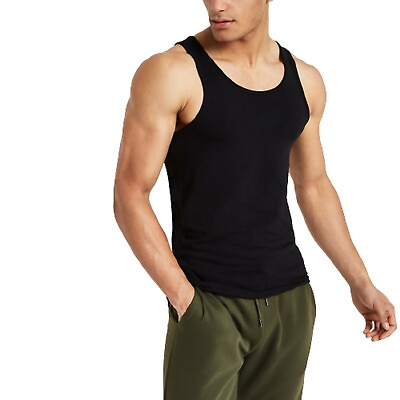 #ad Mens Vest Muscle Fit Crew Vest Tank Top T Shirt 100% Cotton Gym Tummy Control GBP 8.99