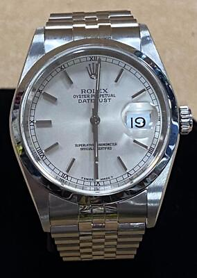 #ad ROLEX OYSTER PERPETUAL DATEJUST SILVER DIAL REF.16200 SS 36mm AUTOMATIC WATCH. $5200.00
